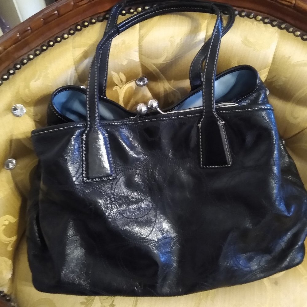 Black Leather Coach Purse - Picture 2 of 5